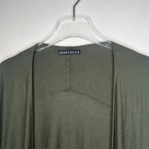 Alice + Olivia Olive Green Drape Wrap Cowl Sweater S/M - Picture 3 of 9